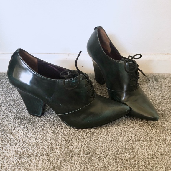 Vintage Le Saunda Pointy Toe Oxford, Forest Green, sz 7.5 - Picture 4 of 4